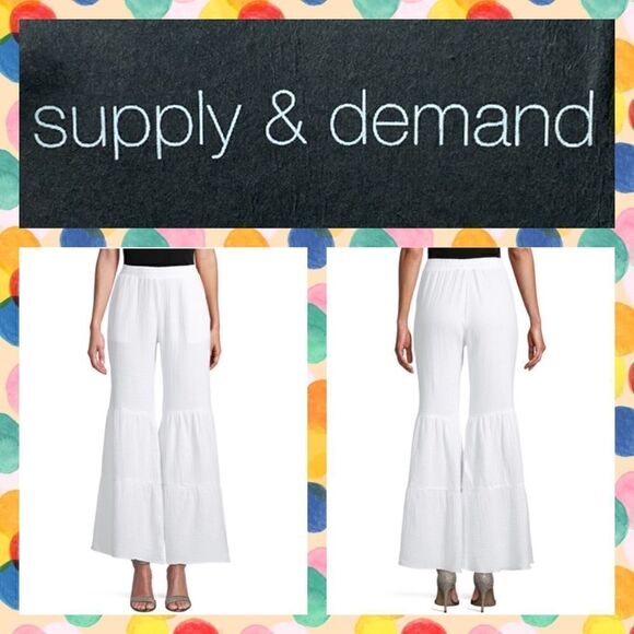 ⭐️NWT MSRP $180 SUPPLY & DEMAND Tatum Cotton Wide-Leg Pants White size Small - Picture 1 of 11